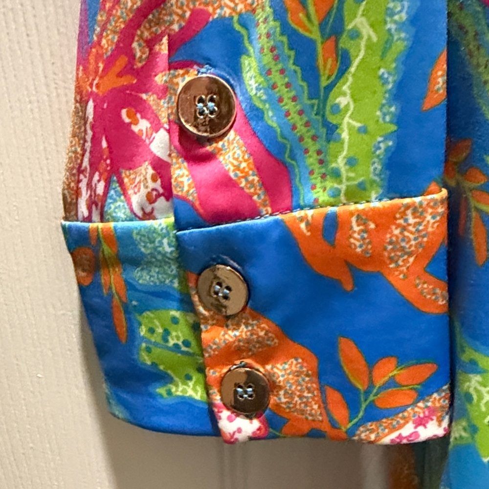 Gretchen Scott Designs Blue and Orange Tropical Dress - Picture 4 of 7